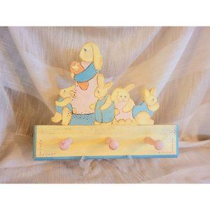 Vintage Handmade Bunny Family Wall Hooks